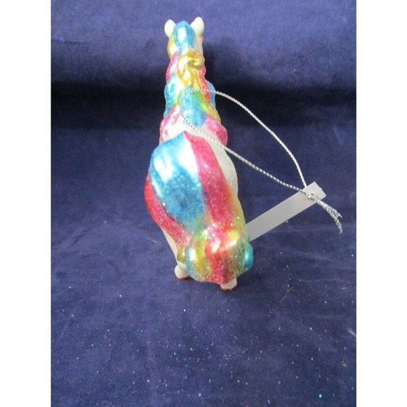 Unicorn Horse Rainbow Tail Mane Glitter Mercury Style Blown Glass Ornament New - Picture 4 of 11